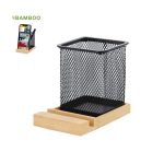 Lapicero de malla metálica en bambú