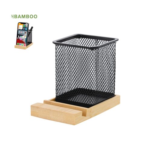 Lapicero de malla metálica en bambú